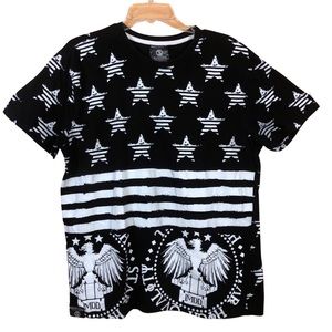 Switch USA flag eagle stars black n white shirt IMDD XL